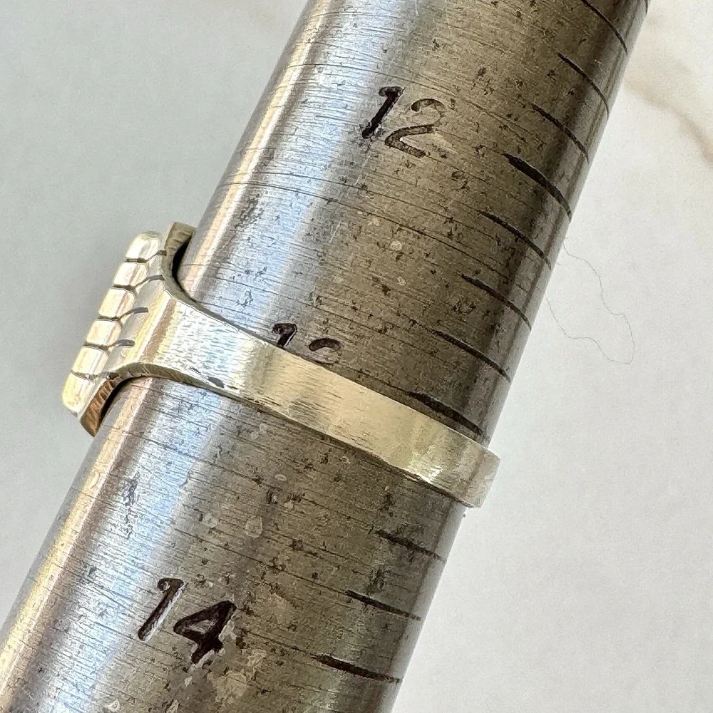 Navajo Turquoise Mens Ring Sz 13 Rectangle Signed Jack‎ Sterling 14mm Cracked